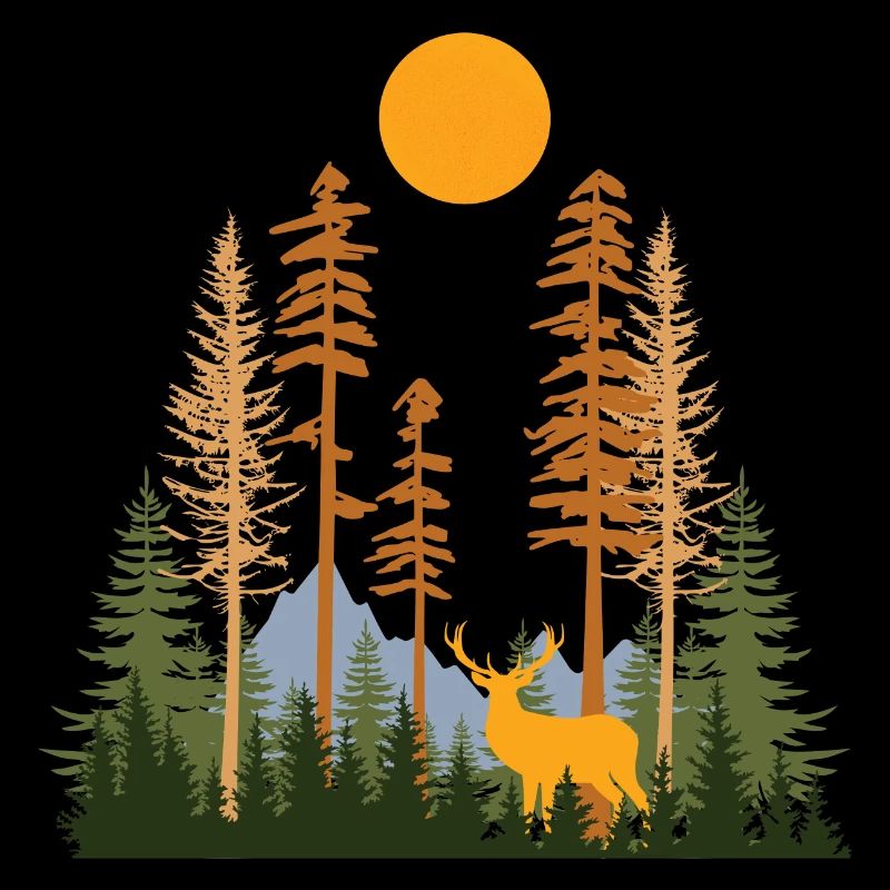 Forêt cachée et cerfs