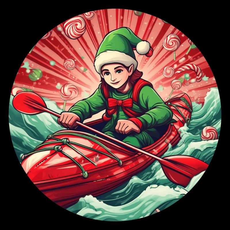 Christmas elf kayaking