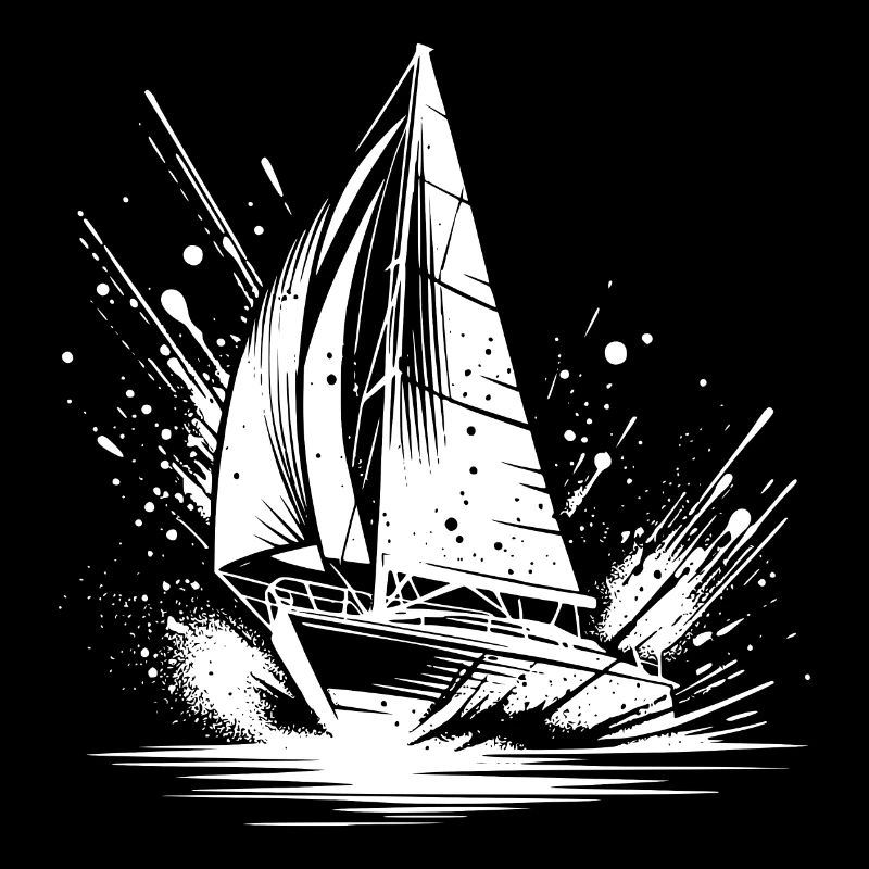 Rasantes Segelboot bei Splash Wellengang