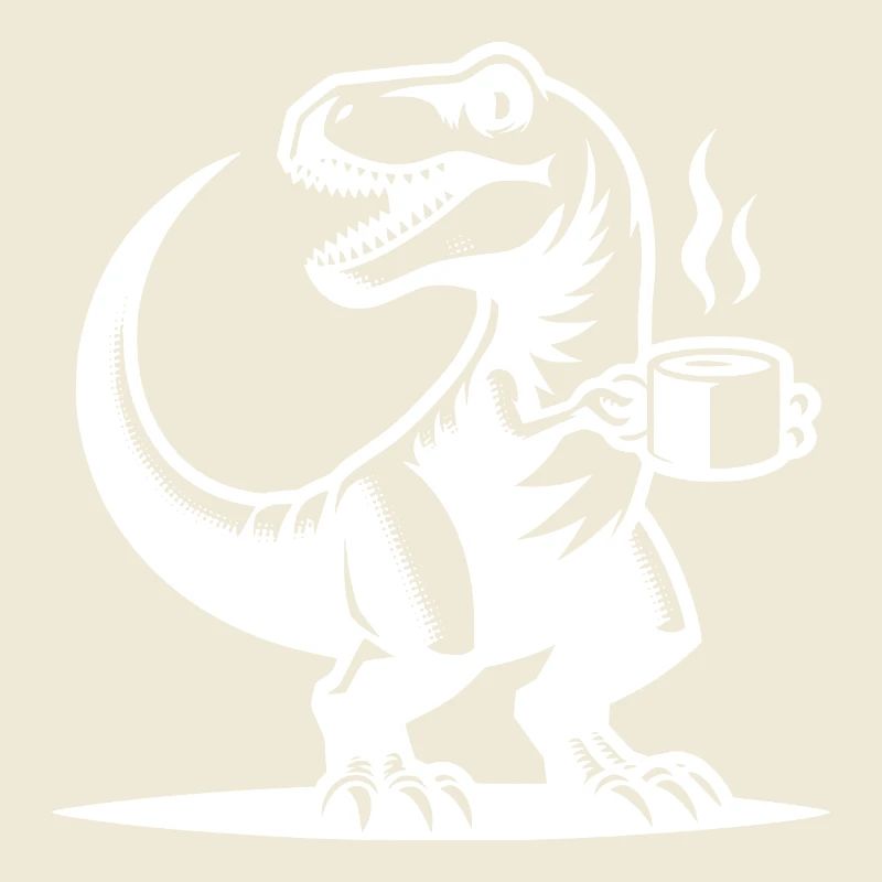 Morgenmuffel Dinosaurier mit Kaffeetasse