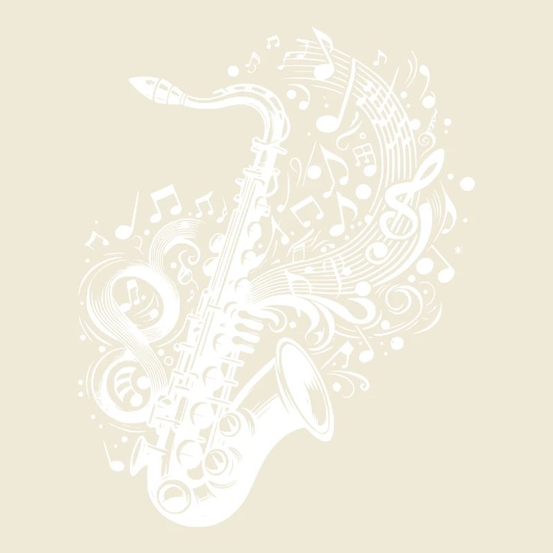 Saxophone with floating music notes