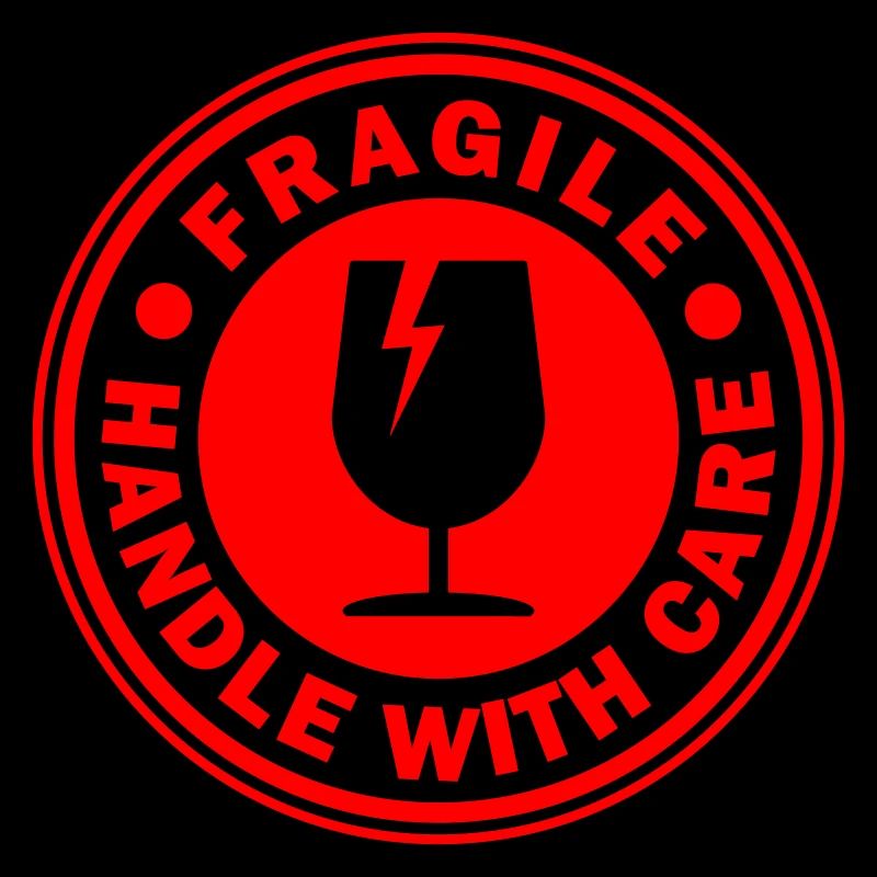 Fragile round circle stamp handle with care