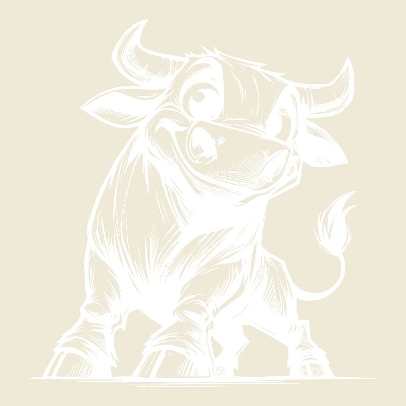 Dessin de taureau au crayon avec des cornes géantes