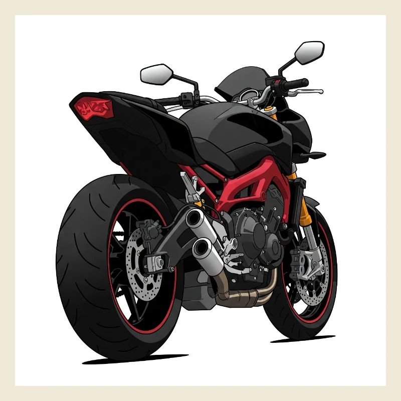 Black Motorcycle Design - Sporty