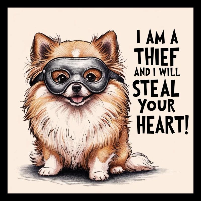 Pomeranian Dog "I am a thief"