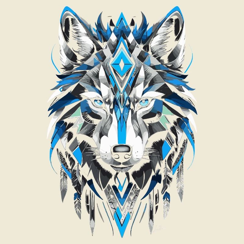 Blauer geometrischer Wolf