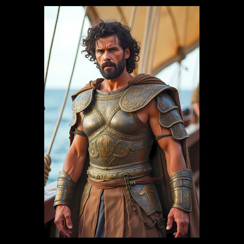 Odysseus, starker Krieger am Bug des Schiffes, Mantelschnabel