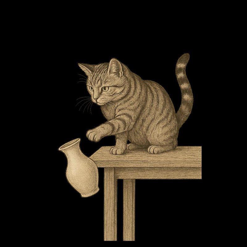 Katzenlogik: Wenn’s steht, kann es auch fallen