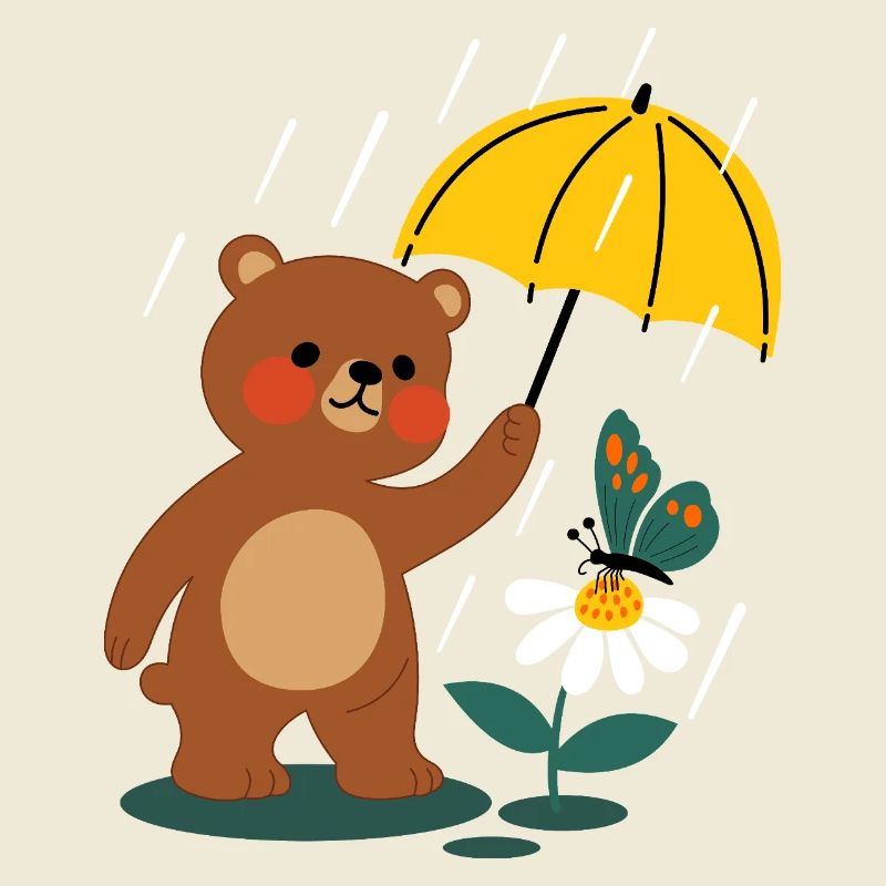  Bär mit regenschirm