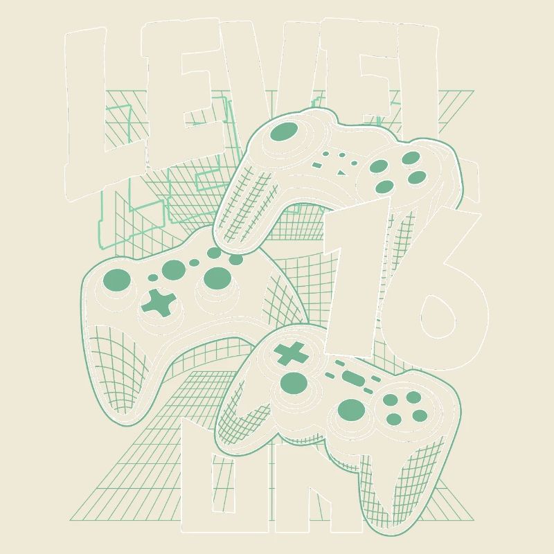 Level Up Retro Controller Graphic 16th Birthday