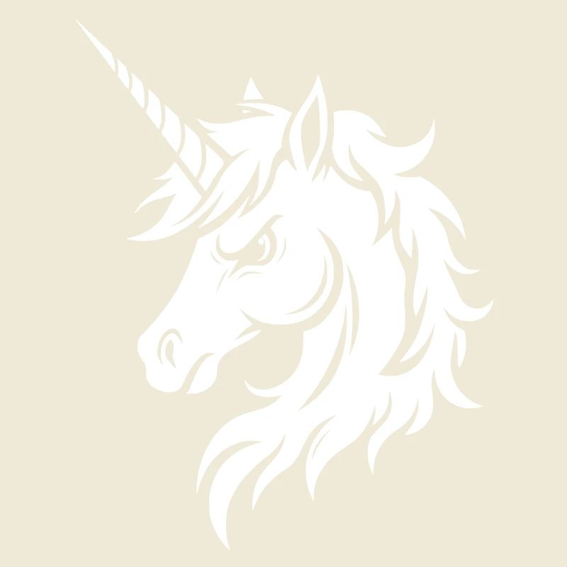 Unicorn head with serious expression