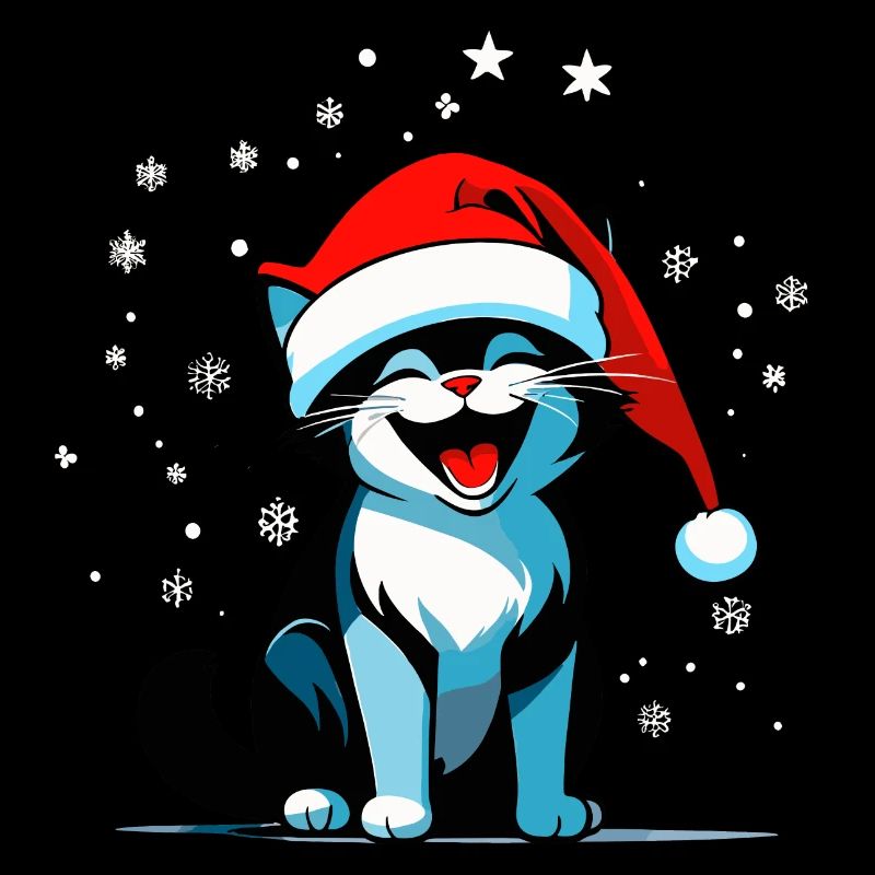Chat avec chapeau de Père Noël
