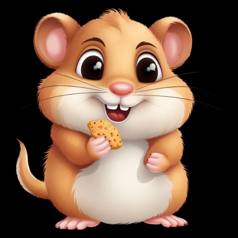 Cute hamster eats a cookie for kids and babies
