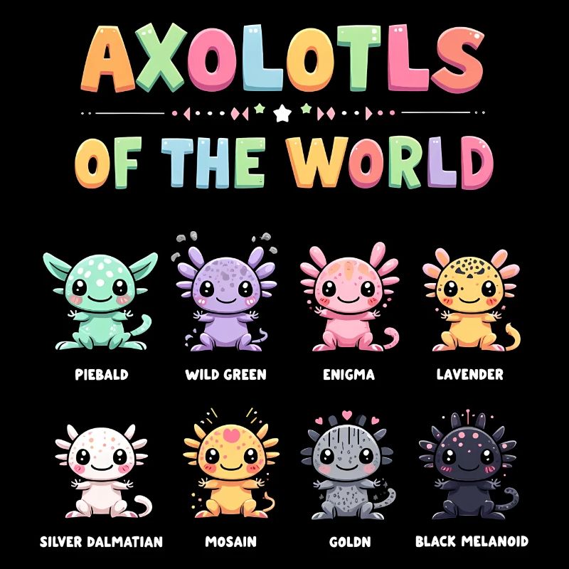 Axolotls du monde Kawaii Types d’axolotls