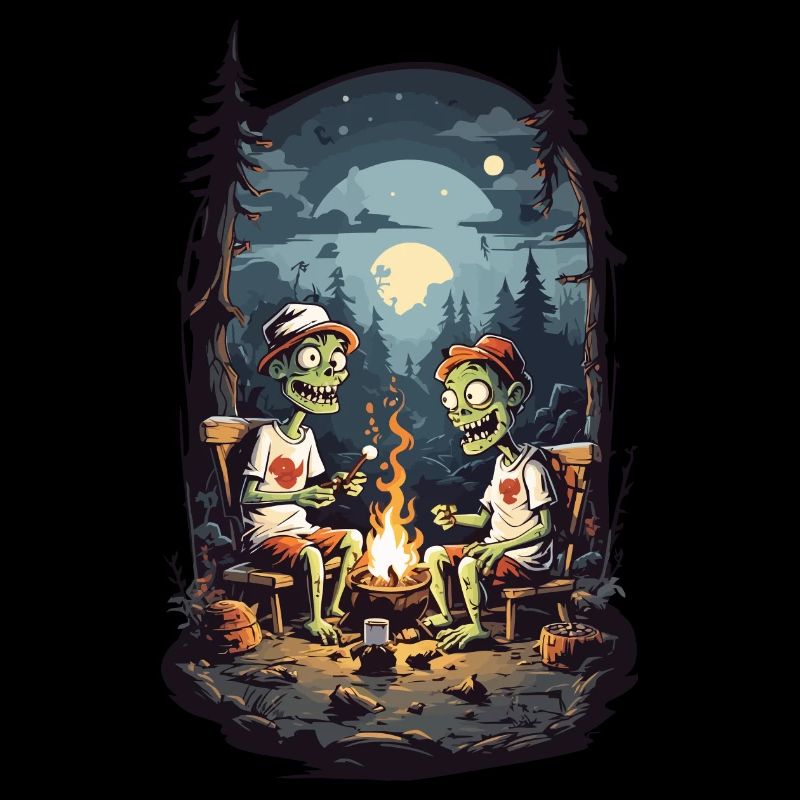 Zombie Camping Halloween Spooky Feu de camp