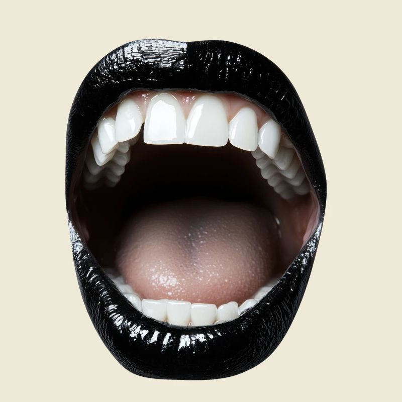 Open mouth with black lipstick