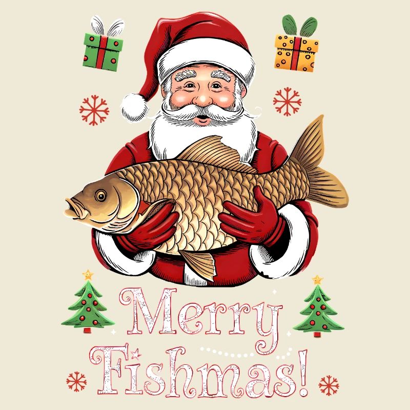 Pulls de Noël Pêcheur Carpe de Poissons Joyeuse