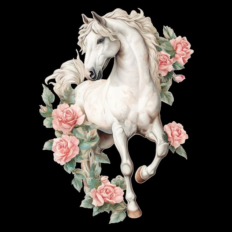 Cheval aux roses