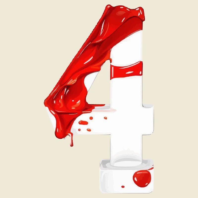 NR. 4 NUMMER 4 ROT WEIß 4. GEBURTSTAG