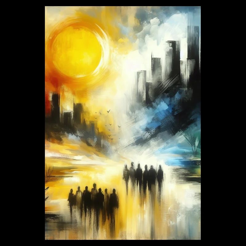 Dual Cityscape: Abstract Day and Night Transition