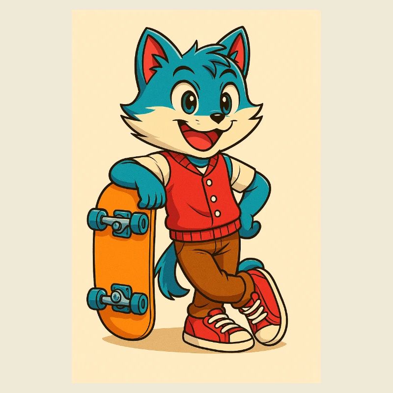 Scooter Fox mit Skateboard