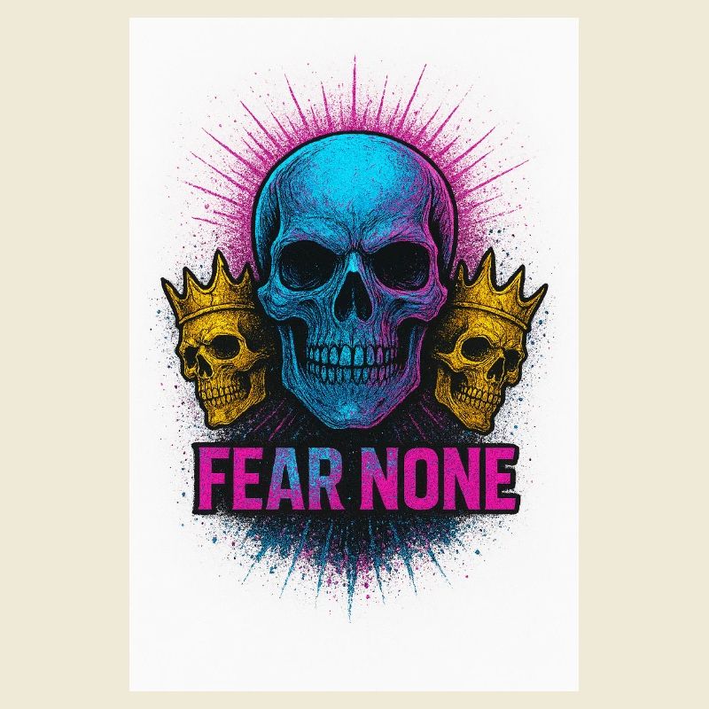 Bold Skull with Crowns Ink Design