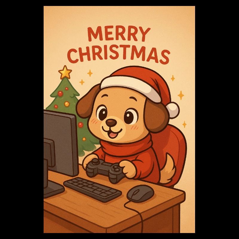 Weihnachts-Hund am PC