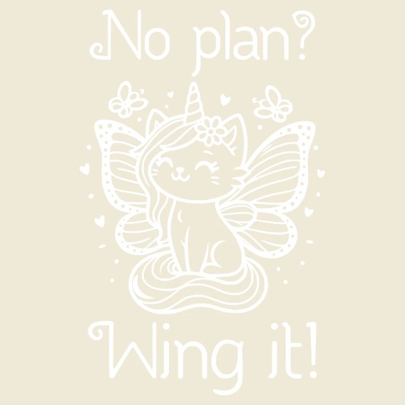 No Plan Wing It geflügelte Einhornkatze