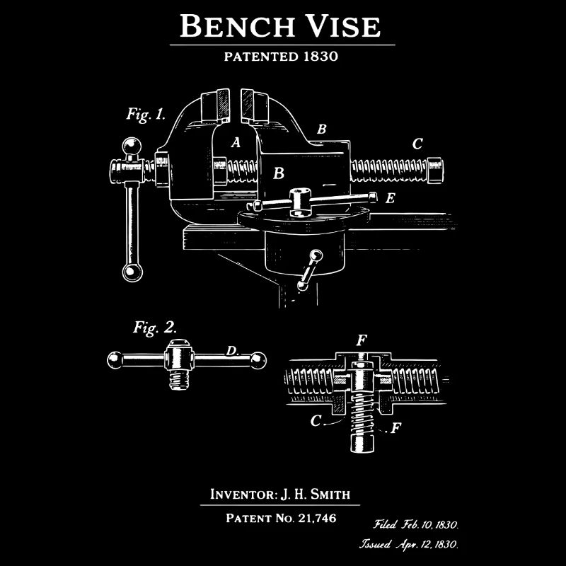 Blueprint Bench Vise Patent Sketch
