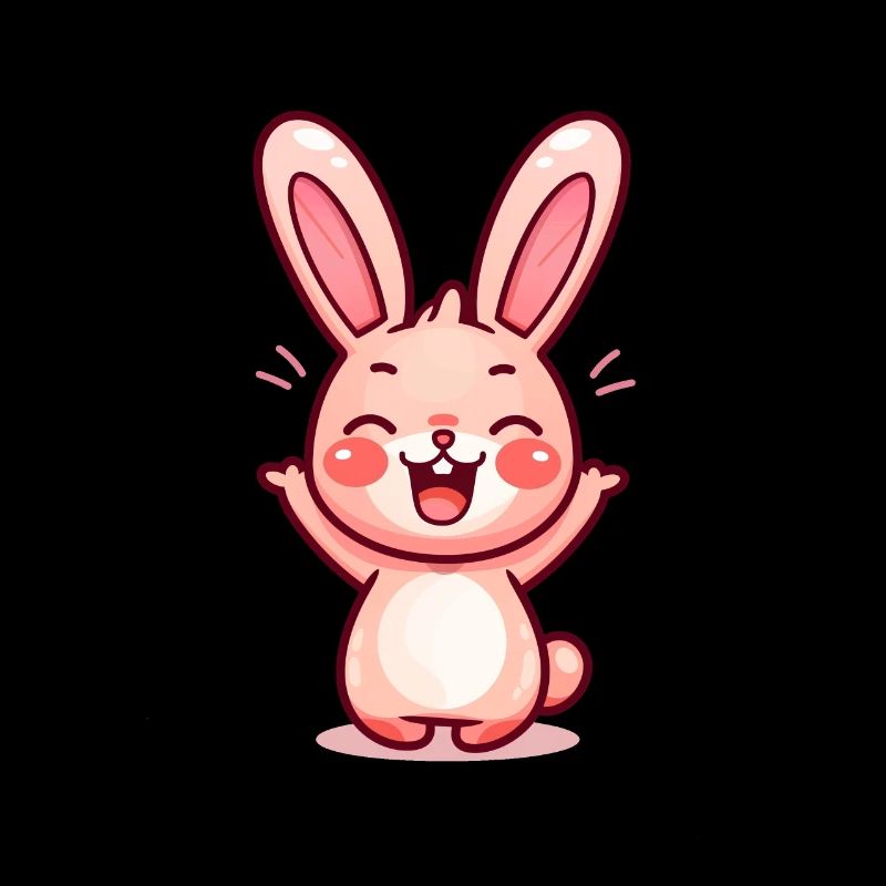 Lapin content, mignon, rose