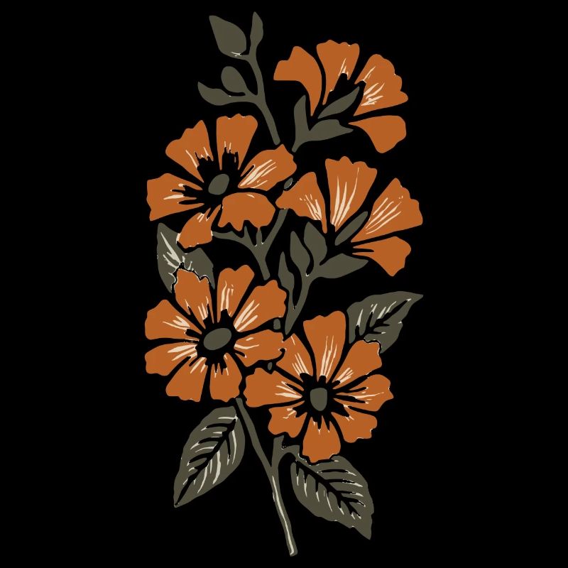 Retro Surf Sixties Orange Flowers