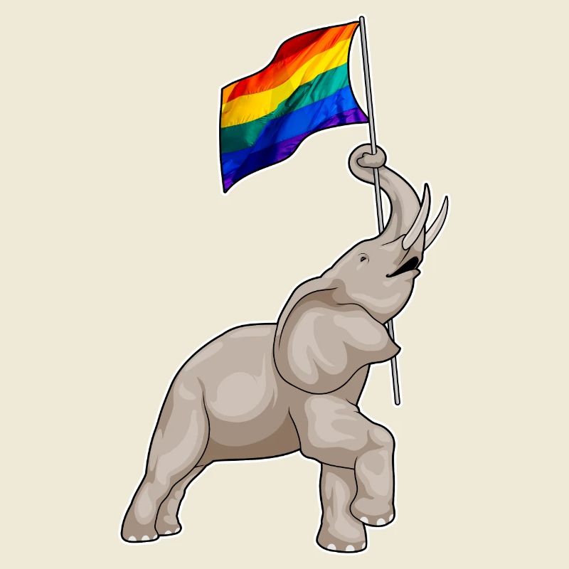 Elephant Rainbow Flag