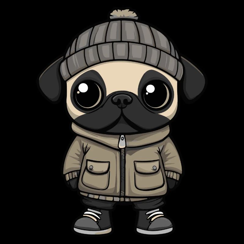 Mops Hund Winter