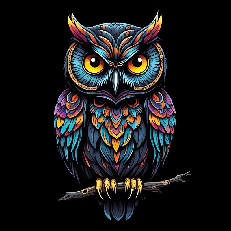 Dekorative Eule sitzt auf einem Ast