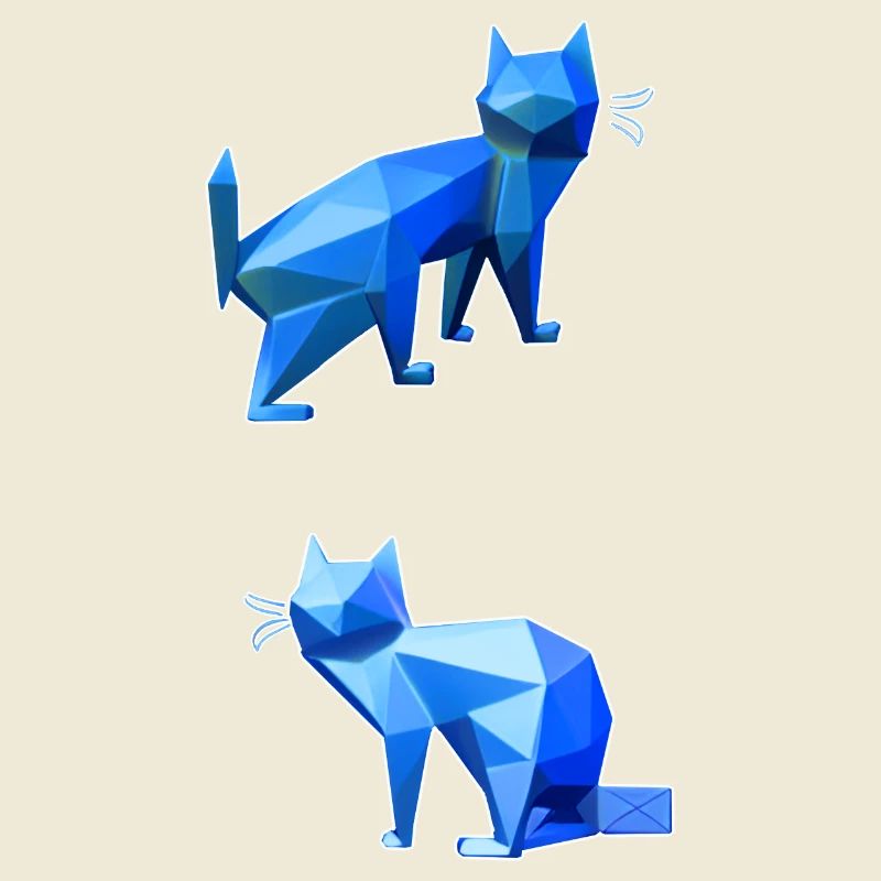 Duo Chat Polygone Bleu