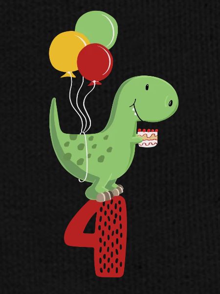 Fjerde Birthday Boy T Rex Dinosaur