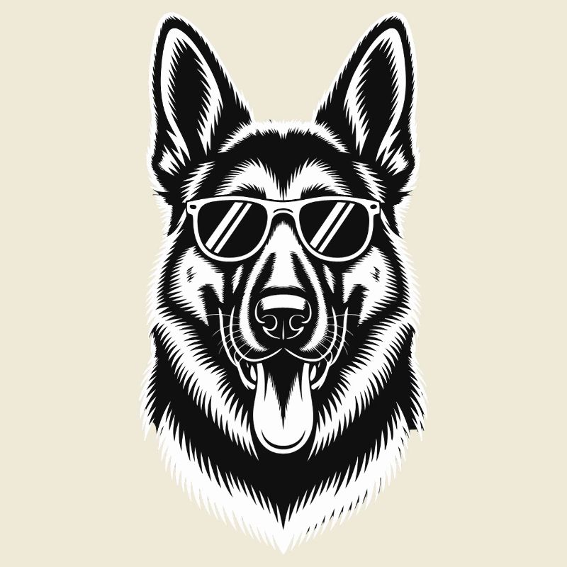 Stilvoller Deutscher Schäferhund mit Brille – Grafik