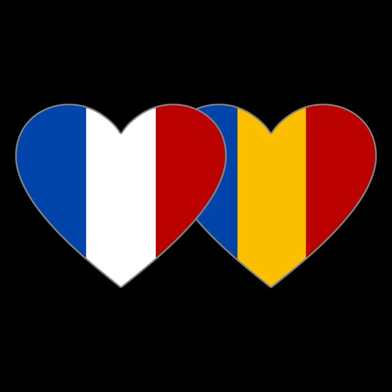 Frankreich Rumänien Flagge Herz
