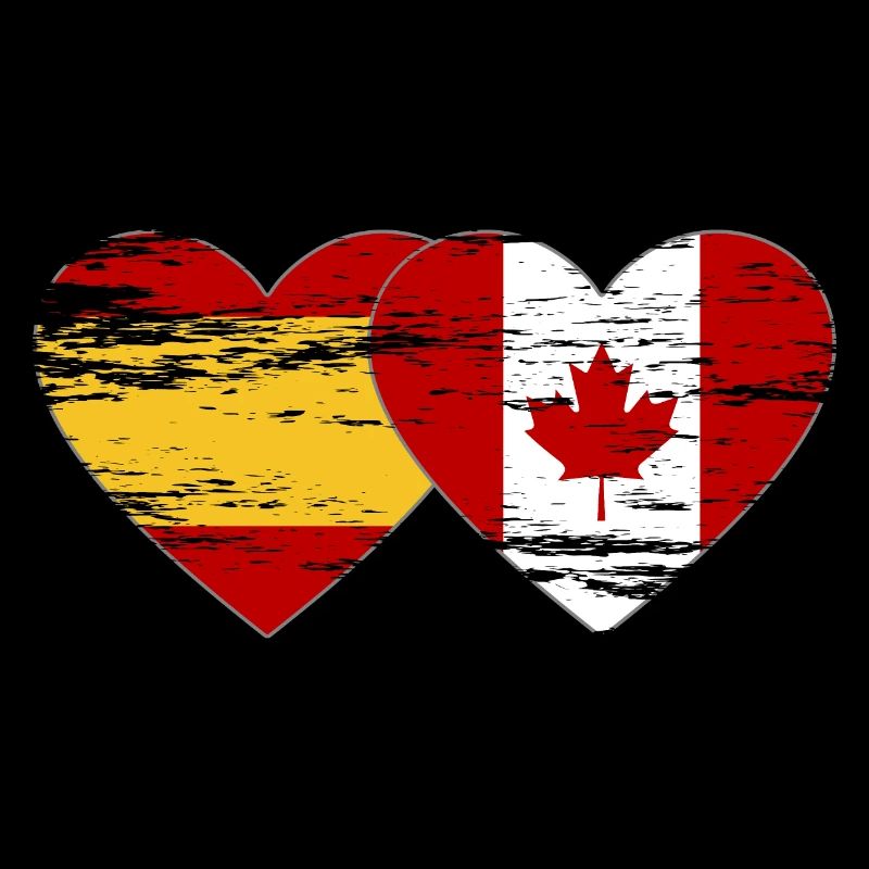 Coeur de drapeau Espagne Canada utilisé