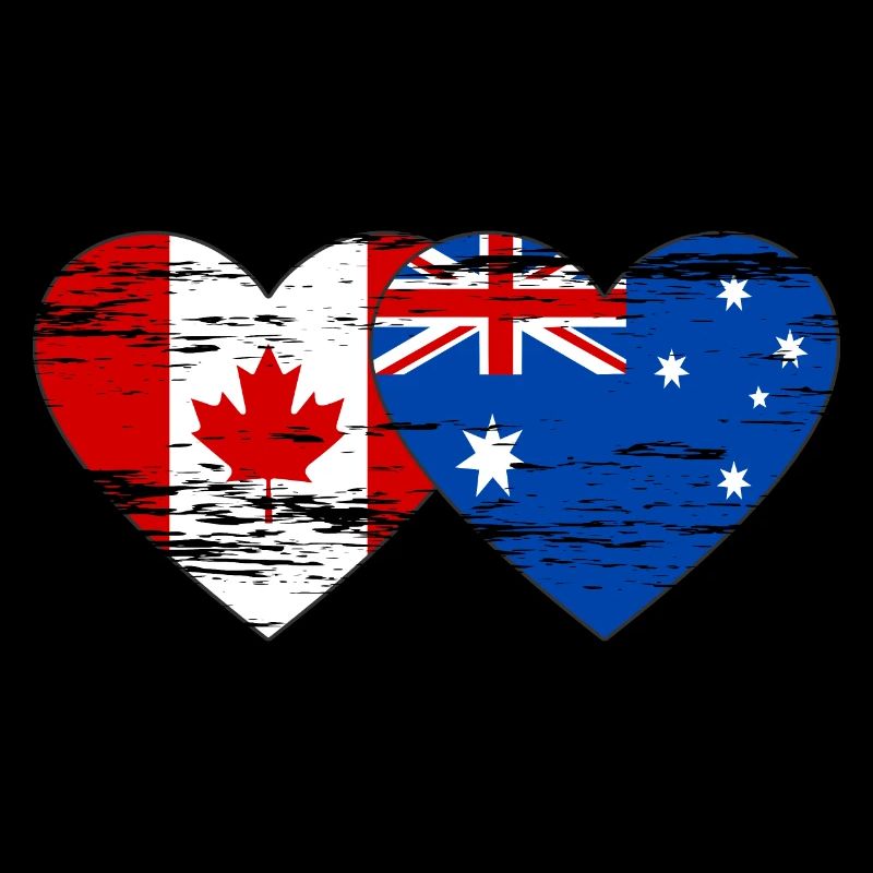 Canada Australie drapeau coeur utilisé