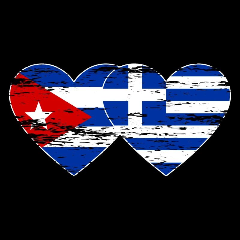 Cuba Grèce Drapeau Coeur Utilisé