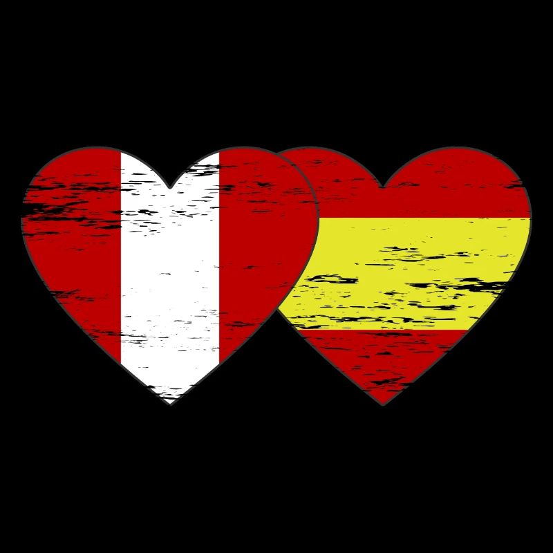 Pérou Espagne drapeau coeur utilisé
