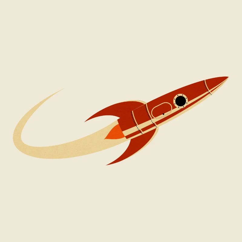 Fusée spatiale rouge