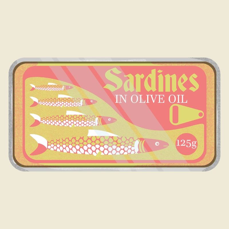 Sardinen in einer Pop-Art aus der Dose