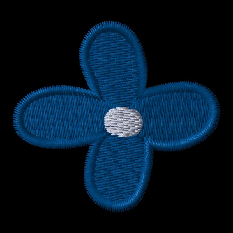 Blue Flower Embroidered
