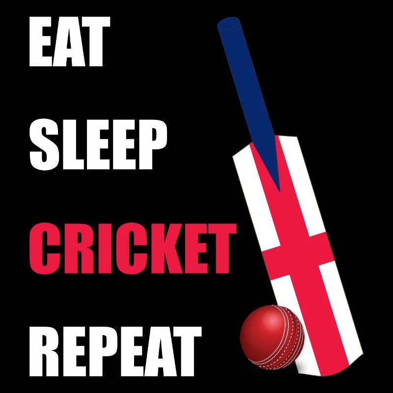 Manger Sommeil Cricket Répéter Angleterre Drapeau Cricket Batte