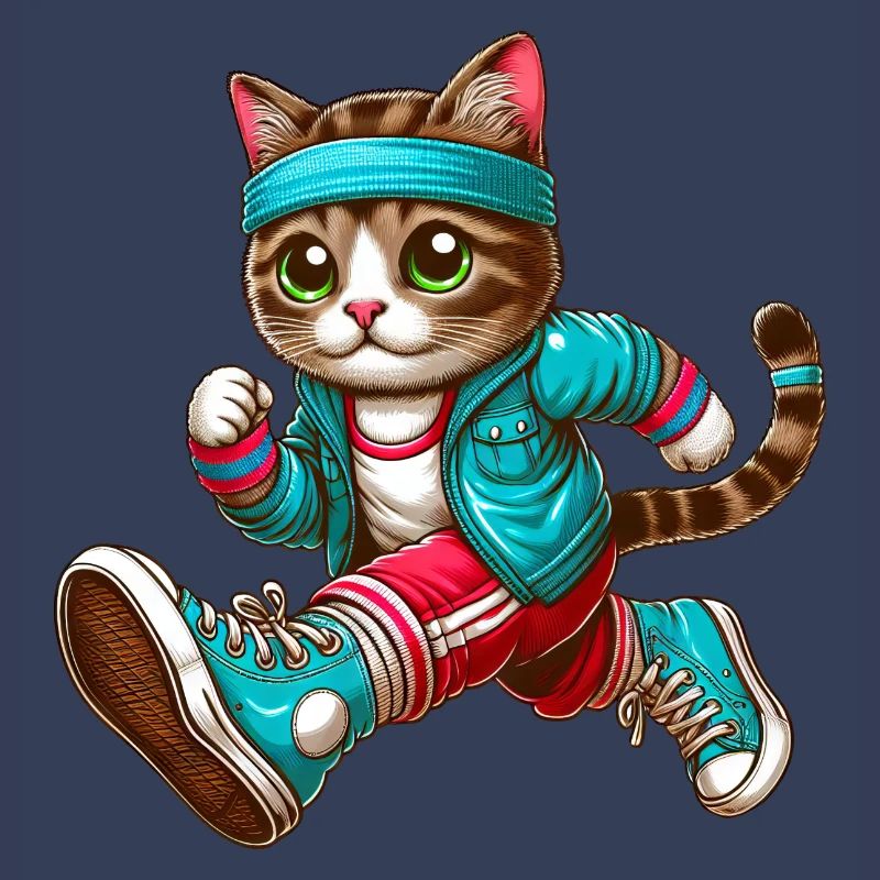 Conception de course à pied de marathon de jogging de chat