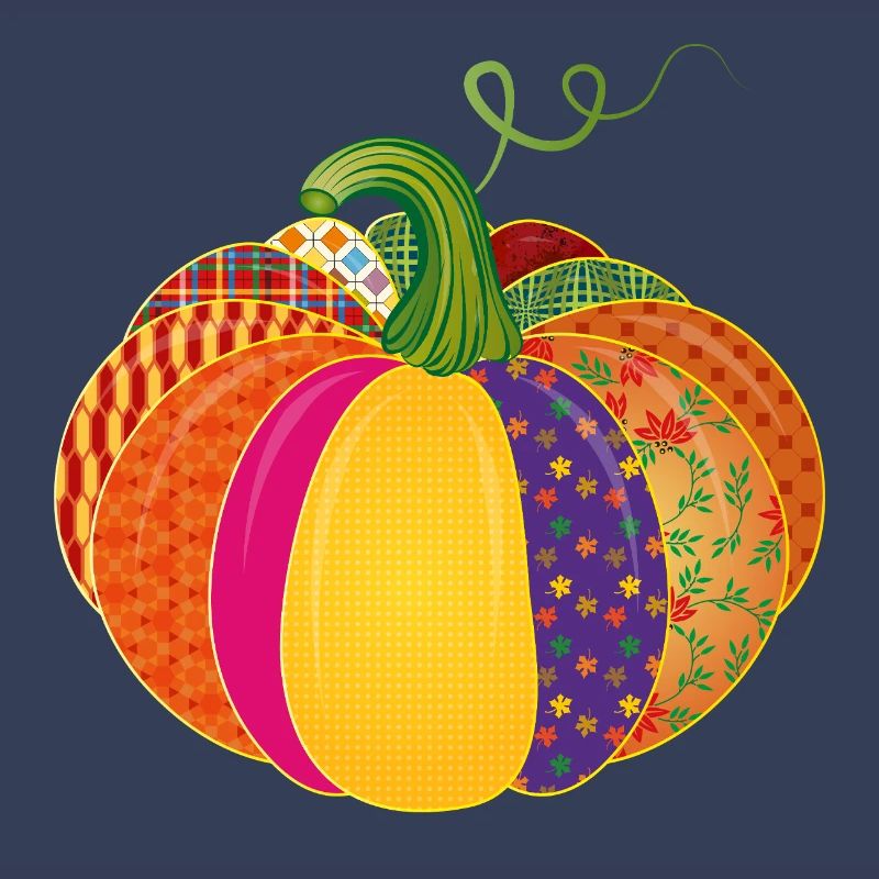 Patchwork Kürbis – Bunt gemusterte Herbstdeko