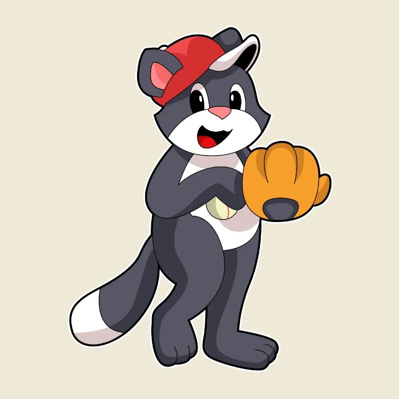 Cat playing baseball with a baseball glove