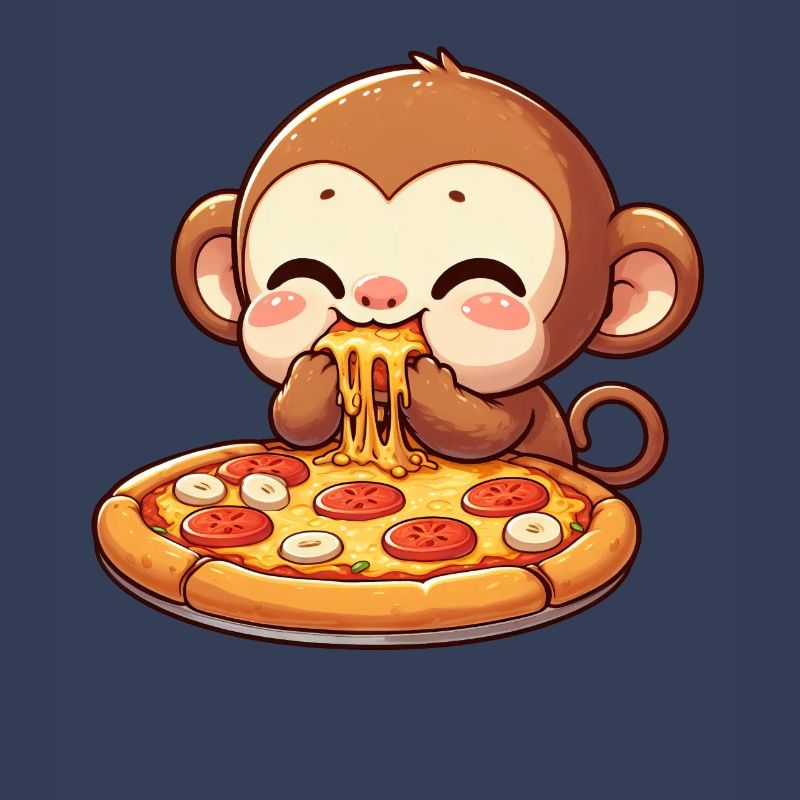Chimpanzé mangeant de la pizza et du fromage